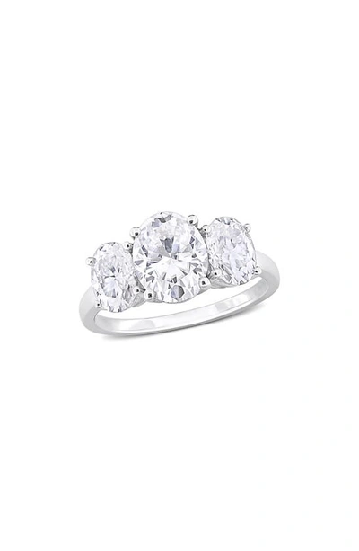 Delmar Sterling Silver Oval Cut Created Moissanite Engagement Ring In Silver