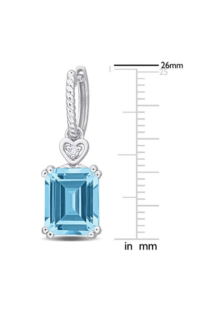 Shop Delmar Octagon Cut Gemstone Drop Earrings In Blue