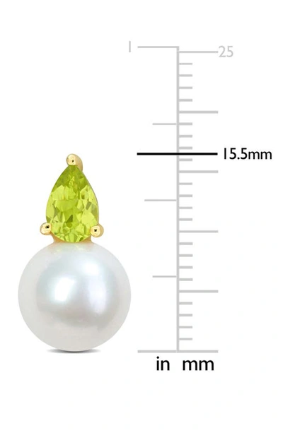 Delmar Peridot & Freshwater Pearl Stud Earrings In Green