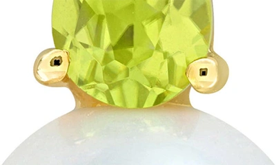 Delmar Peridot & Freshwater Pearl Stud Earrings In Green