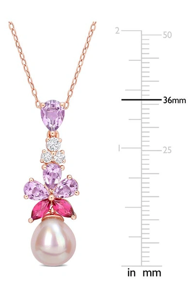 Shop Delmar Cultured Freshwater Pearl & Pink Stone Pendant Necklace In Pink Multi