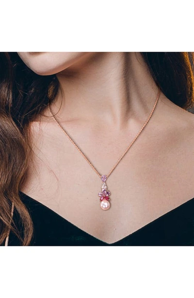 Delmar Cultured Freshwater Pearl & Pink Stone Pendant Necklace In Pink Multi