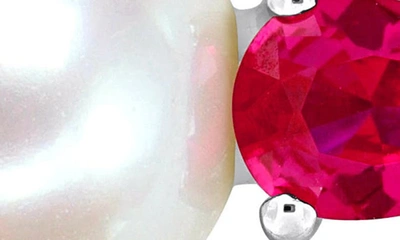 Delmar Lab Created Ruby & Freshwater Pearl Pendant Necklace In Red