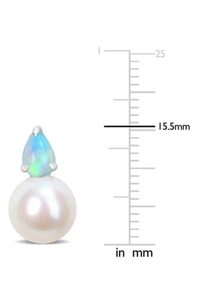 Shop Delmar Opal & Ethiopian Pearl Stud Earrings In Blue