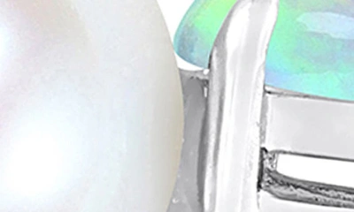 Shop Delmar Opal & Ethiopian Pearl Stud Earrings In Blue