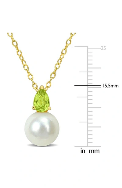 Shop Delmar Peridot & Freshwater Pearl Pendant Necklace In Green