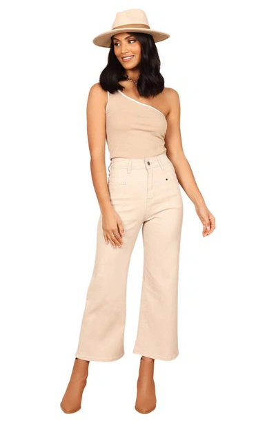 Shop Petal And Pup Petal & Pup Georgette High Waist Bootcut Pants In Beige