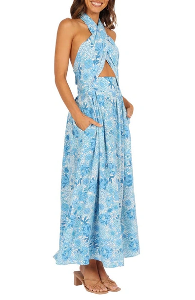 Petal And Pup Womens Clover Halterneck Maxi Dress In Blue Floral