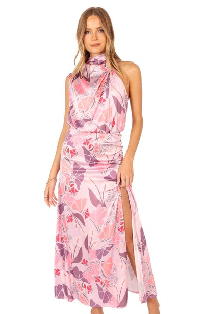 Shop Petal And Pup Petal & Pup Amelie Floral Sleeveless Satin Maxi Dress In Pink Floral