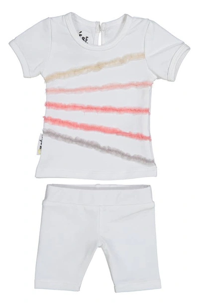 Maniere Rainbow Tulle Top & Shorts Set In White