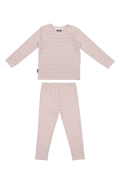Maniere Stripe Stretch Cotton Top & Pants Set In Mauve