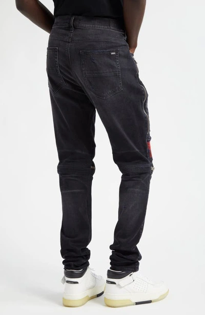 Shop Amiri Mx2 Plaid Patch Skinny Jeans In Black