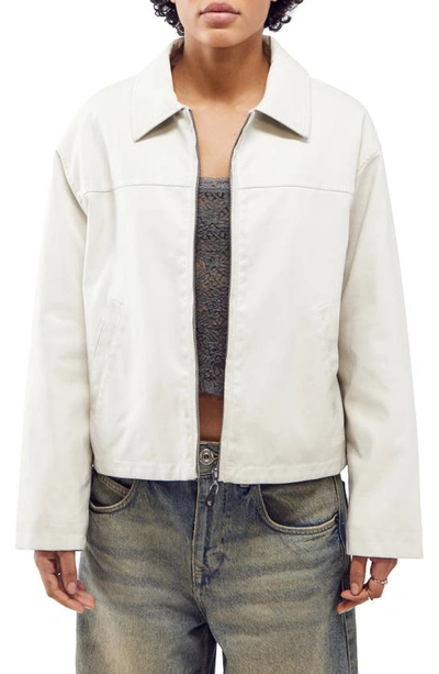 Shop Bdg Urban Outfitters Crop Faux Leather Jacket In Ecru