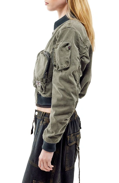 Bdg Urban Outfitters Zip Pocket Canvas Bomber Jacket In Khaki