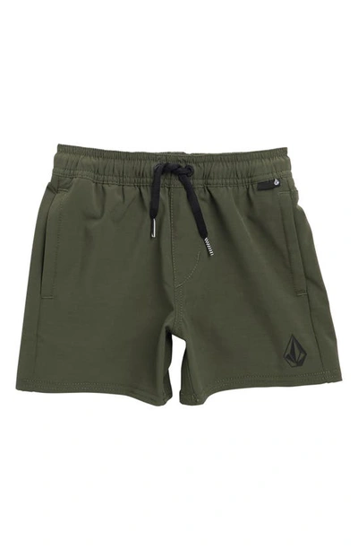 Shop Volcom Kids' Nomoly Hybrid Shorts In Squadron Green