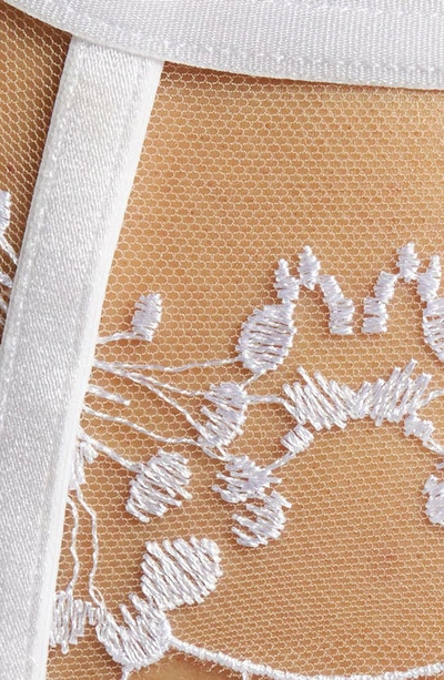 Shop Bluebella Marisa Embroidered Mesh Garter Belt In White/ Sheer