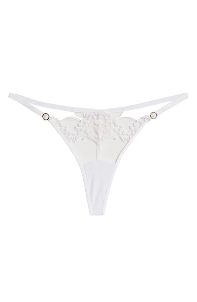 Shop Bluebella Marisa Embroidered Mesh Thong In White/ Sheer