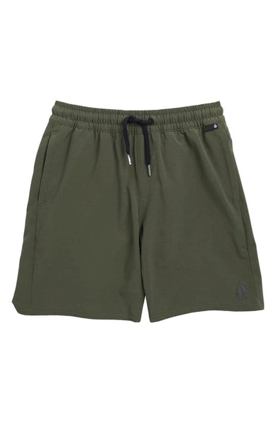 Shop Volcom Kids' Nomoly Hybrid Shorts In Squadron Green