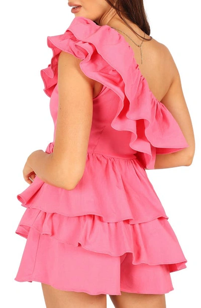 Shop Petal And Pup Sammy Frill One-shoulder Romper In Pink