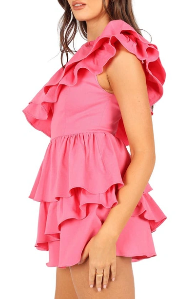 Petal And Pup Sammy Frill One-shoulder Romper In Pink