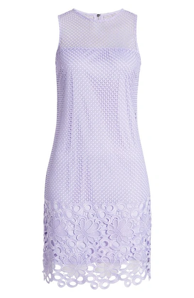 Shop Tahari Asl Mixed Lace Sheath Dress In Lavender