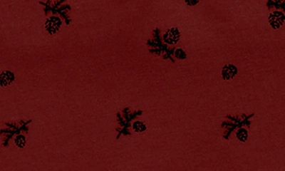 Maniere Pine Cone Print Cotton Blend Footie In Maroon