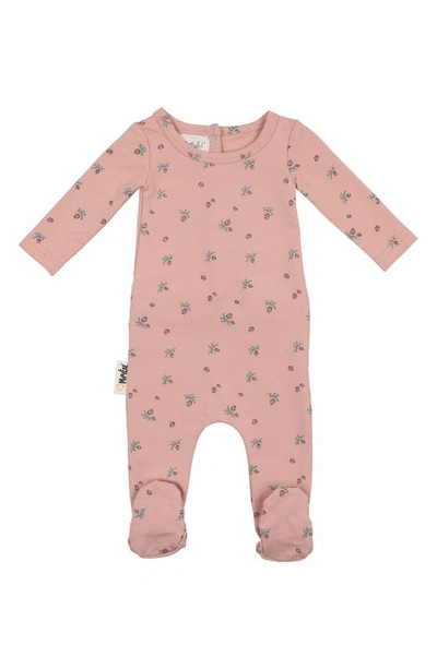 Maniere Pine Cone Print Cotton Blend Footie In Mauve