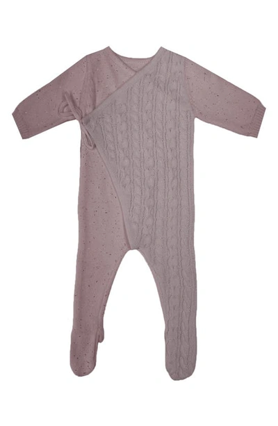 Shop Maniere Cable Knit Cotton Blend Wrap Footie In Lavender Grey