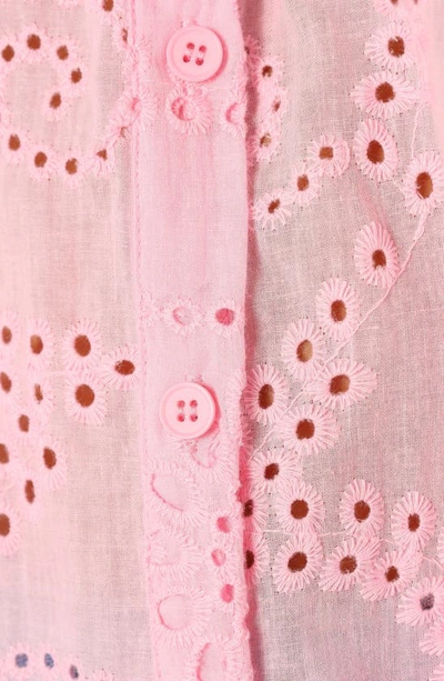 Petal And Pup Janelle Shirred Eyelet Button-up Top In Pink