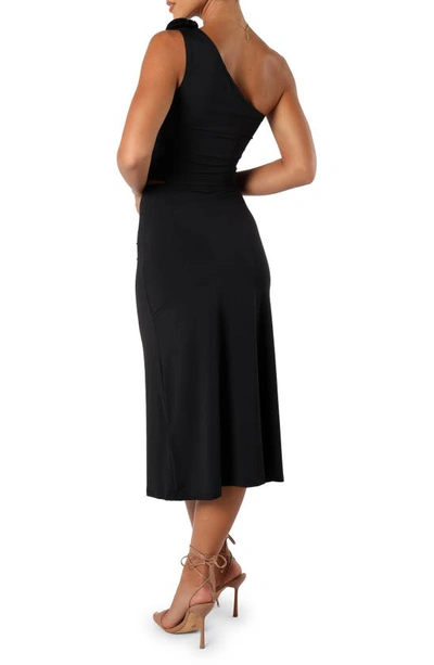 Petal And Pup Petal & Pup Keely Rosette One-shoulder Tank & Midi Skirt Set In Black