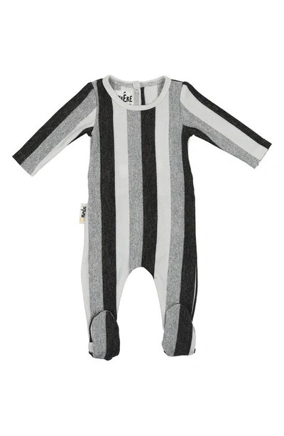Shop Maniere Stripe Stretch Cotton Terry Footie In Charcoal