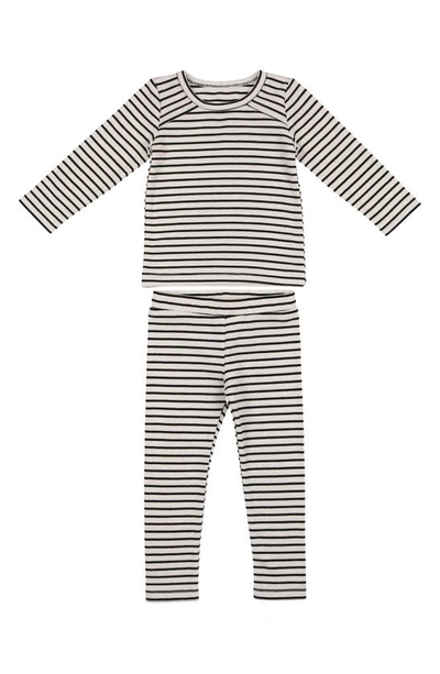 Maniere Stripe Stretch Cotton T-shirt & Pants Set In Black