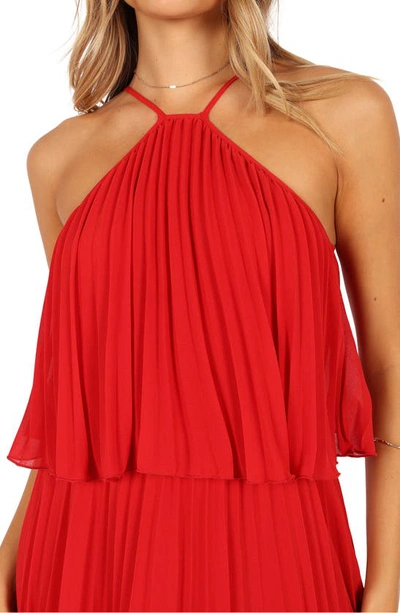 Petal And Pup Womens Gia Pleated Halterneck Maxi Dress In Red