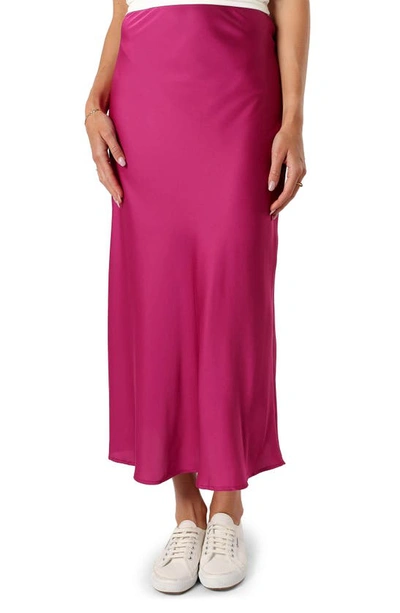 Petal And Pup Nellie Satin Midi Skirt In Magenta