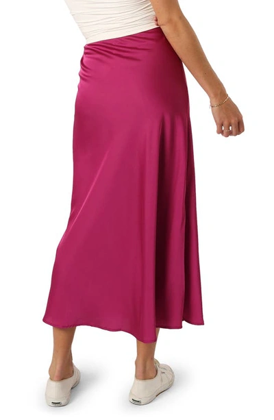 Petal And Pup Nellie Satin Midi Skirt In Magenta