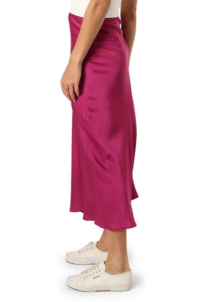 Petal And Pup Nellie Satin Midi Skirt In Magenta