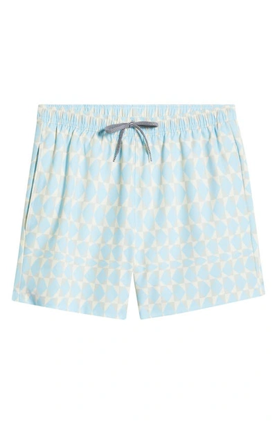 Shop Open Edit Recycled Volley Swim Trunks In Blue Diamond Grid
