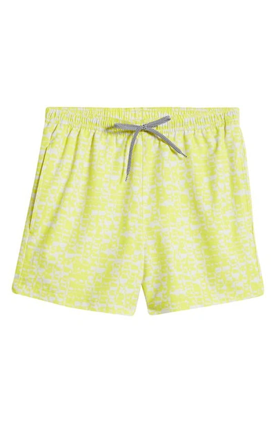 Shop Open Edit Recycled Volley Swim Trunks In Green Sulphur Abstract Geo