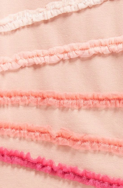 Maniere Ruffle Stripe T-shirt & Shorts Set In Mauve