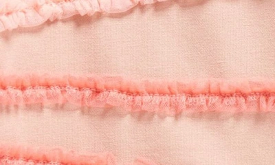 Maniere Ruffle Stripe T-shirt & Shorts Set In Mauve