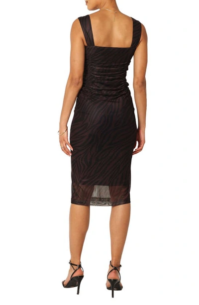 Petal And Pup Naomi Ruched Mesh Midi Dress In Black