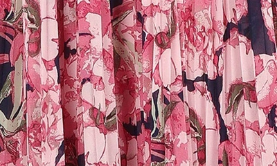 Petal And Pup Hilary Floral Cold Shoulder Long Sleeve Maxi Dress In Pink Floral