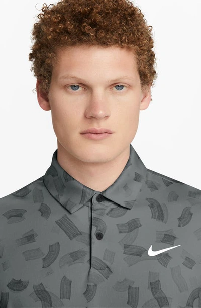 Shop Nike Dri-fit Tour Golf Polo In Dark Smoke Grey/ White