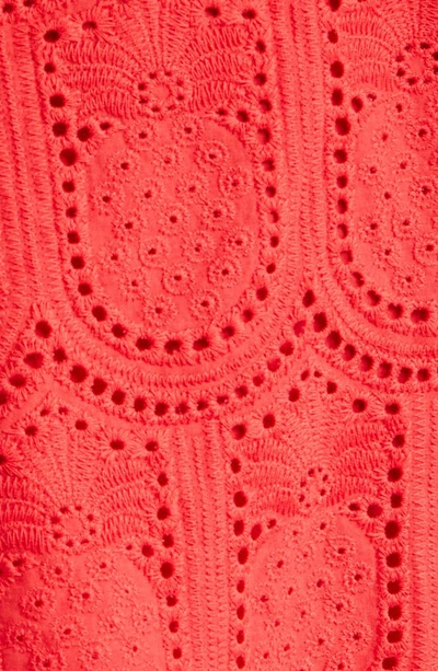 Shop Farm Rio Pineapple Eyelet Cotton Shorts In Red