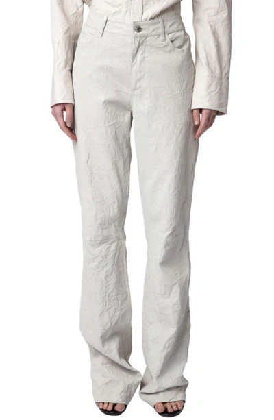 Shop Zadig & Voltaire Pistol Crinkled Leather Pants In Judo