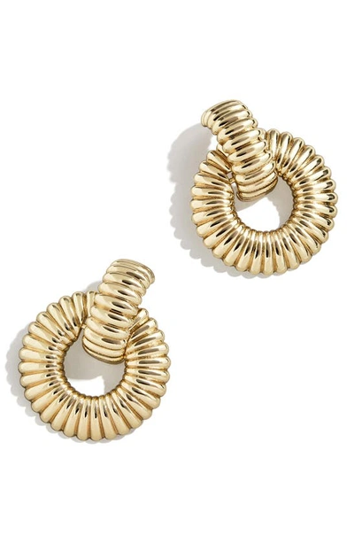 Shop Baublebar Textured Frontal Hoop Earrings In Gold