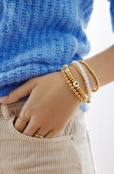 Shop Baublebar Evil Eye Stretch Bracelet In Gold