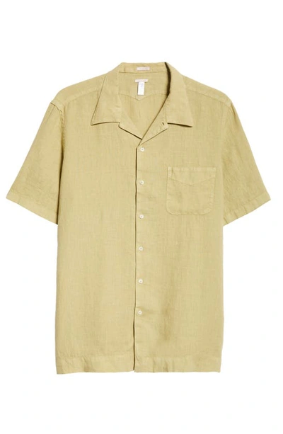 Shop Massimo Alba Short Sleeve Linen Button-up Shirt In U614 Verdino