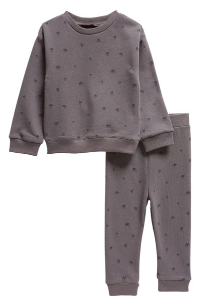 Shop Maniere Kids' Acorn Print Sweatshirt & Joggers Set In Grey