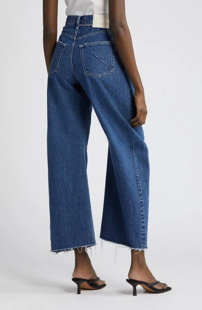 Shop Moussy Orchards Coccoon Wide Leg Ankle Jeans In Blue